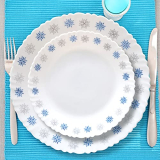 @Home Arias Fluted Twilight Haze Dinner Set – 33 Pieces Microwave And Dishwasher Safe, Scratch Resistant, Stain And Fade Proof Dinner Set