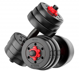 Fitbox Sports Intruder 20 Kg Adjustable Pvc Dumbbells Weights With Dumbbells Rods For Home Gym & Strength Training, 10 Kg X 2 (Black)