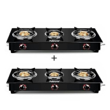 Fabiano 3 Burner Duo Combo Toughened Glass Manual Gas Stove (3 Burners)