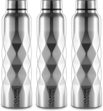 Classic Essentials Stainless Steel Puro Water Bottle 1000Ml(Pack Of 3) 1000 Ml Bottle(Pack Of 3, Silver, Steel)