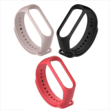 Inefable Mi Band 3 & 4 Strap Belt Original Soft Silicone Compatible With Mi M3 & M4 Device Not Included-Black-Peach-Red-Pack Of 3