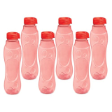Milton Grammy Pet Water Bottle Set Of 6, 1 Litre Each, Red | Bpa Free | Food Grade | Recyclable | Resuable | Sports | Gym | Home | Kitchen | Travel Bottle | Hiking | Treking | Reusable