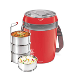 Milton Euroline Futron Stainless Steel Electric Lunch Box, (4 Containers), Red
