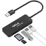 Gizga Essentials High Performance Usb Hub, 5 In 1 Usb Hub, Fast Data Transfer, 3 Usb 2.0, 2-Port Card Reader, Sd Tf Data Transfer Upto 480Mbps For Laptops, Smartphone, Macbook, Chromebook, Black