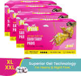 Pinq Polka Hot Pink Pads For Women (24 Xl + 16 Xxl) Heavy Flow, Cotton Feel, Rash Free Sanitary Pad(Pack Of 40)