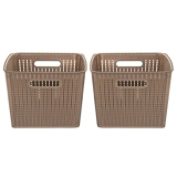 Bellavie Marvel Open Multipurpose Plastic Basket For Storage 60+60, Set Of 2, Sandy Brown