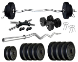 Starx Pvc 12Kg Weight With 3Ft Curl Rod Home Gym, Black