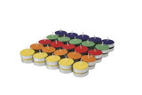 Amazon Brand – Solimo Colored Wax Tealight Candles (Set Of 50, Unscented)