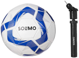 Amazon Brand – Solimo Pvc Football With Hand Pump, Size 5 White & Blue