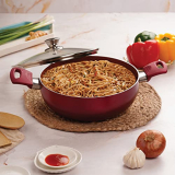 Cello Crown Induction Base Kadhai 2.5 Ltr Glass Lid -Maroon