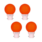 Philips Deco Mini Base B22 0.5-Watt Led Bulb (Pack Of 4, Orange)