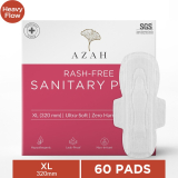 Azah Rash-Free Clinically Tested | Super Saver Pack | Heavy & Overnight Flow Size-Xl Sanitary Pad(Pack Of 60)