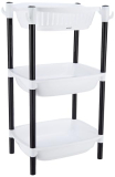 Amazon Brand – Solimo Three-Tier Multipurpose Plastic Rack For Kitchen, Living Room, Bathroom (Xl, Black And White)