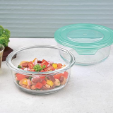 La Opala Cook Serve Store 100% Borosilicate Glass Storage Container | Simply Store With Lid | Round 400 Ml | Microwave & Oven Proof | Dishwasher & Freezer Proof | Strong & Durable | Transparent