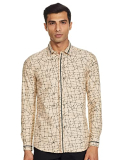 River Men’S Checkered Regular Shirt (Rs2Assh007B_Beige Large)