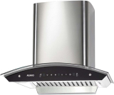 Agaro Elite 60 Cm 1200 M3/Hr  Curved Glass Kitchen Hood, Silver Auto Clean Wall Mounted Chimney(Silver 1200 Cmh)