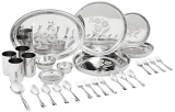 Amazon Brand – Solimo 42 Pieces Laser Print Stainless Steel Dinner Set