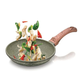 Echt Die Cast Aluminum Non Stick Frying Pan(20 Cm), Granite Finish,Wooden Finish Soft Touch Handle, Idle To Sauté Vegies And Fry Omelette, Pfoa Free, Tapper Fry Pan With 1 Year Warranty(Green)-6Pc