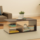 Green Soul Allure Coffee Table – Center Table Engineered Wood – Gold Cherry Color And Suede Finish – 1 Surface Top And 2 Shelves – Easy Assembly And 3-Year Warranty