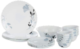 Larah By Borosil Opalware Fluted Millenia Dinner Set, White – 25 Pieces
