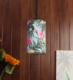 Tu Casa-Tc-157.-.Height-25.-.Floral Printshade.-.With Metal Base & Chain Hanging Light (B-22 Brass Holder -Bulb Not Included).-Bed Switch-Not Included