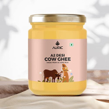 Auric A2 Desi Cow Ghee 500 Ml | Pure Brijwasi Ghee | Bilona Curd Churned | Lab Tested | Perfect Aroma & Danedar Ghee | Grass Fed, Stress Free Cattle | Glass Jar