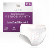 Azah Disposable Period Panties For Women (M-L Pack Of 6) | Leak Proof Disposable Panties After Delivery | 360° Coverage | Heavy Flow | Overnight Protection | Rash Free Period Panty