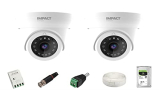 Impact By Honeywell 2 Mp Cctv Kit Without Dvr I With 2 Dome Cctv Cameras I 1 Hard Disk & Accesories I I-Mkit4Ch-4 I Made In India I White