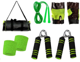 Spanco Cross Training Duffel For Gym, Sports, Training With Gym Gloves, Hang Grip, Wrist Band & Skipping Rope