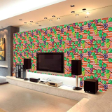 Jaamso Royals Brown Brick And Green Leaves Wallpaper Selad And Peel Stick Wallpaper (1000 Cm X 45 Cm)