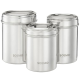 Amazon Brand – Solimo Stainless Steel Canister Set – Ubba Dabba I See-Through Canisters | Bis-Approved | 600Ml, 900Ml, And 1200Ml, Silver, Set Of 3