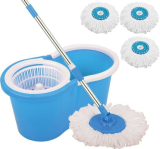 Crezon Magic Dry Bucket Mop – 360 Degree Self Spin Wringing With 3 Super Absorbers For Home & Office Floor Mop Set(Multicolor)
