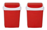 Aristo Small Plastic Swing Dustbin,9 Ltr (Red/Red) Pack Of 2