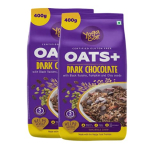 Yogabar Dark Chocolate Oats 400G | Gluten Free Golden Oats | Healthy Breakfast Cereal With Wholegrain Oats (Dark Chocolate Oats, 800G)