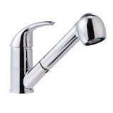 Amazonbasics Brass & Zinc Alloy Single-Handle Kitchen Pull Out Sprayer Faucet, Straight, Polished Chrome Finish