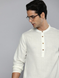 Here&Now Men Solid Straight Kurta(White)