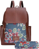 The Clownfish Combo Of Minerva Faux Leather & Tapestry 10 L Backpack(Brown)