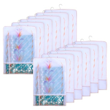 Kuber Industries Hanging Saree Cover | Non-Woven Brush Painting Pattern Saree Cover | Saree Covers For Home | Saree Cover With Small Transparent View | Pack Of 12 | Orange