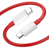 Sounce 65W Oneplus Dash Warp Charge Cable, 6.5A Type-C To Usb C Pd Data Sync Fast Charging Cable Compatible With One Plus 8T/ 9/ 9R/ 9 Pro/ 9Rt/ 10R/ Nord & For All Type C Devices – Red, 1 Meter