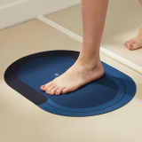 Amazon Brand – Solimo Water Absorbent Non-Slip Bathmat | Bathroom Mat | Anti-Skid, Lightweight | Super Absorbent | 38 Cms X 58 Cms (Blue)