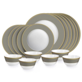 Cello Opalware Solitaire Series Moonstone Dinner Set, 18 Units | Opal Glass Dinner Set For 6 | Crockery Set For Festive Ocassions, Parties | White Plate And Bowl Set