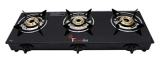 Thermador Toughened Isi Certified 3 Brass Burner Glass Gas Stove (Lpg Use Only, Auto Ignition, Black)
