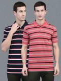 Force Nxt Striped Men Polo Neck Multicolor T-Shirt