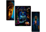 Saf Set Of 3 Buddha Uv Textured Home Decorative Gift Item Painting , 18 Inch X 12 Inch – Sanfjm31046, Figures, Religious