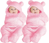 Beybee Newborn Babies 3 In 1 Blanket Wrapper-Sleeping Bag, Pink Plain, 0-9 Months, 72 X 68 Cm, 31″, Pack Of 2