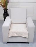 Aazeem Original Velvet Sofa Cover | Stretch Fitted | Removable Washable Furniture Protector Slipcovers | Cream Color| 1 Seater Sofa Cover|