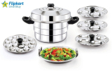 Flipkart Smartbuy Stainless Steel Pot With Steamer And Mini, Silver Induction & Standard Idli Maker(5 Plates , 13 Idlis )