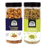 Wonderland Foods (Device) Premium Dry Fruits Combo Pack Of California Almonds (Np) + Raisin 1Kg (500Gx2) Reusable Jar