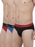 One8 By Virat Kohli Men’S Solid Brief (Pack Of 3) (102S1_Royal Blue/Maroon/Black_Large)