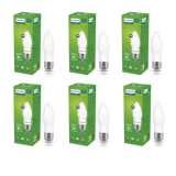 Philips Ace Saver 2.7W E27 Led Glass Candle Bulb | Candle Bulb For Home Decoration | Cool White, Pack Of 6